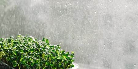 Microgreen sprouts on a gray background.の写真素材