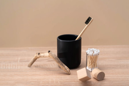 Creative Photography of Natural Toothbrush and Wooden Props