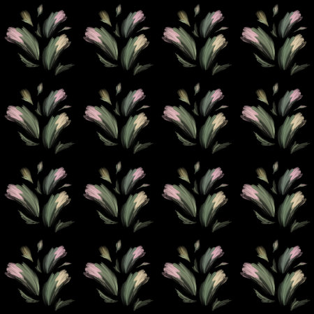 Structured delicate flowers-spots on a black backgroundの写真素材