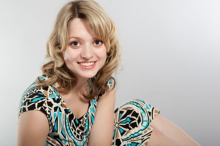 Prenew Year's photosession of the beautiful girl with various attributesの写真素材