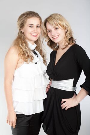 Photographing of two nice girlsの写真素材