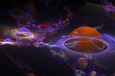 Abstract 3D a background from multi-colored full-spheres of the various formの写真素材