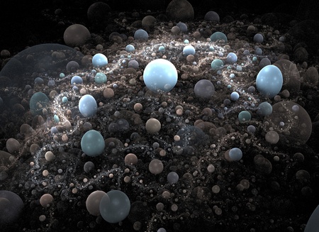 Abstract 3D a background from multi-colored full-spheres of the various formの写真素材