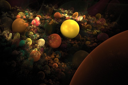 Abstract 3D a background from multi-colored full-spheres of the various form