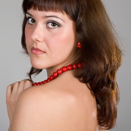 Portrait of the young nude womanの写真素材