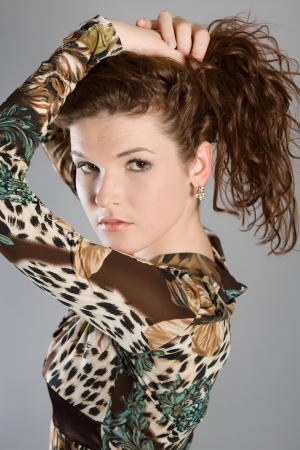 attractive girl in a beautiful dressの写真素材