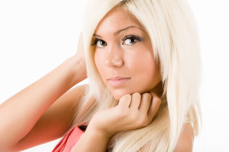 portrait of a young attractive blondeの写真素材