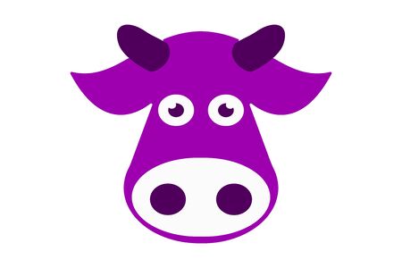 Hand drawn violet cow head. Isolated vector of farm animal.のイラスト素材