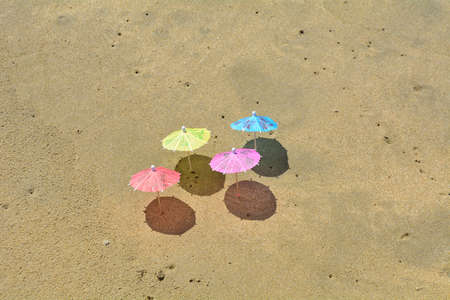 Party umbrellas on the beach.の写真素材