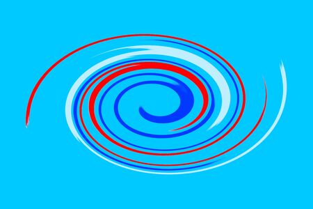 Multicolored (red, white and blue) spiral object on a light blue backgroundの写真素材