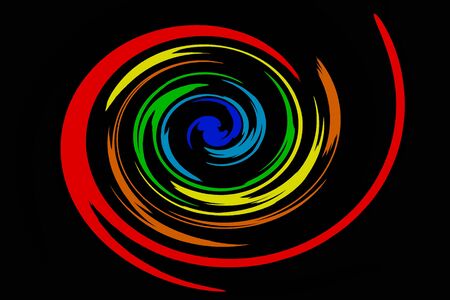 Multicolored spiral object on a black backgroundの写真素材