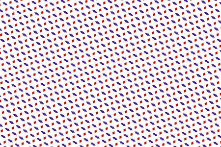 Pattern: small red diamonds and dark blue arrows on a white backgroundの写真素材