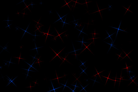 Pattern: red and blue four beam stars on a black backgroundの写真素材