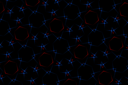 Kaleidoscope pattern. Red and blue beams on a black background.の写真素材