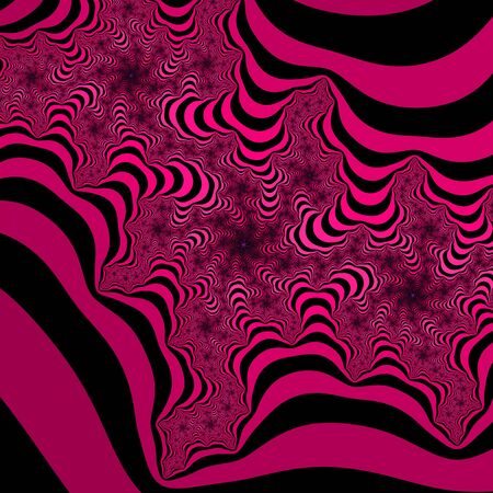 Pink and black striped fractal pattern. Cold colors fractal. Vibrant colors fractal.の写真素材