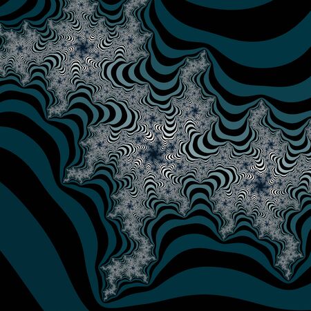 Dark blue and black striped fractal pattern. Cold colors fractal pattern. Dark colors fractal pattern.の写真素材