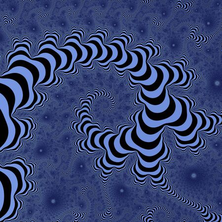 Light blue and black striped fractal. Spiral fractal. Cold colors fractal. Magic snail fractal.の写真素材