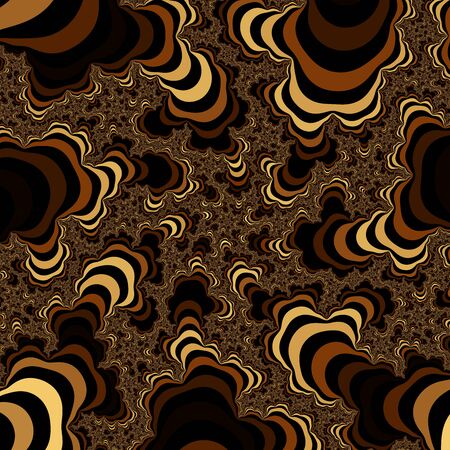 Yellow, brown and black striped fractal pattern. Honey fractal. Abstract pattern.の写真素材
