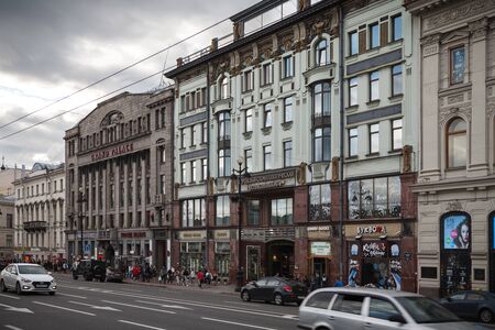 Saint Petersburg, Russia, August, 7, 2017 - View to the Profitable House of the Moscow merchant bank, city dental clinic, Nevsky Pr., 46, and Shopping Galleryのeditorial素材