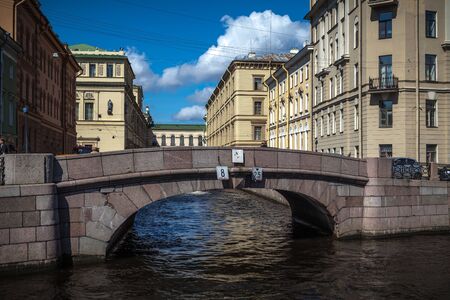 Saint Petersburg, Russia, August, 8, 2017 - Embankment of Moyka River. The Second (Winter) Bridge.のeditorial素材
