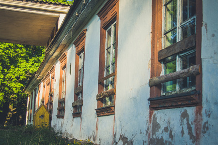 Old yellow brick administration house in the Polish styleの写真素材