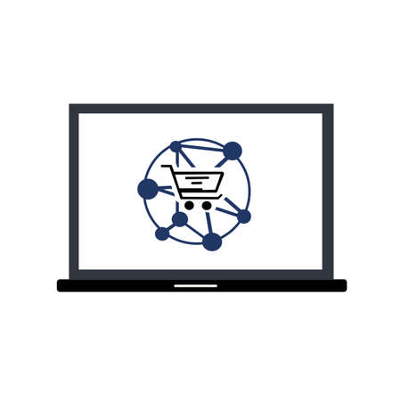 Shopping online universal network icon vector illustration. e-business, Digital marketing or e-commerce concept.のイラスト素材