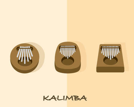 Set of Thumb piano or kalimba ( Mbira } vector cartoon icon illustration. African musical instrument.のイラスト素材