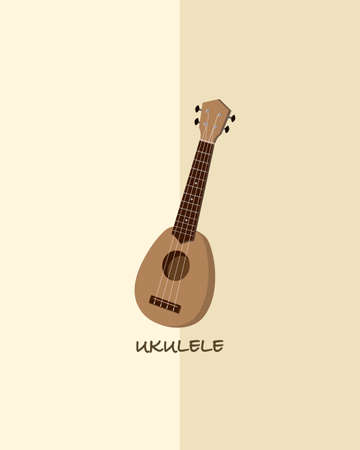Ukulele isolated on yellow background. Vector illustration.のイラスト素材