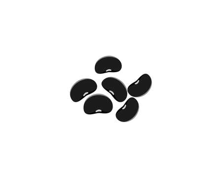 Closeup group of black beans( Urad dal, black gram, vigna mungo ) isolated on white background . Icon vector illustration. Top view.のイラスト素材