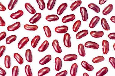 Red kidney beans isolated on white background. Top view. Flat lay.