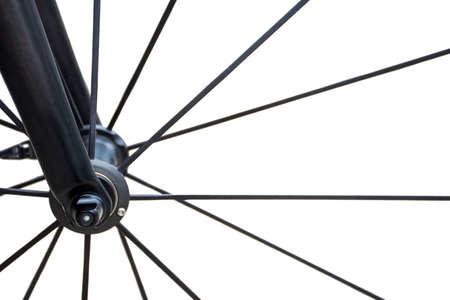 Part of bicycle wheel on white background