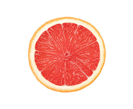 Grapefruit sliced isolated on white background with clipping path.の写真素材