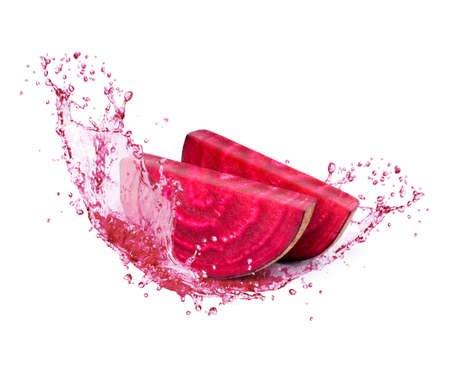 Fresh beet root (beetroot) juice splash isolated on white background.の写真素材