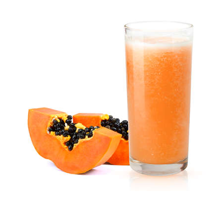 Papaya juice isolated on white background.の写真素材