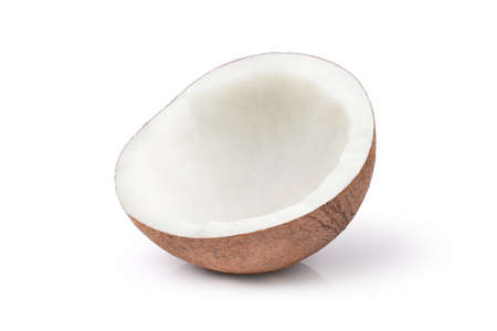 Half of coconut isolated on white background. Clipping path included.