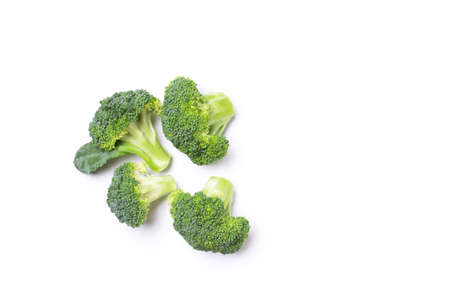 Broccoli isolated on white background. Top view. Flat lay.