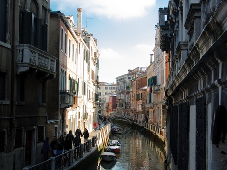 One of many small canals in Veniceのeditorial素材