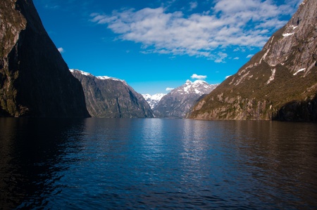 view of the milford sound fjord from the cruiseの写真素材
