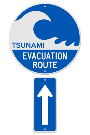 Tsunami Evacuation Routeのイラスト素材