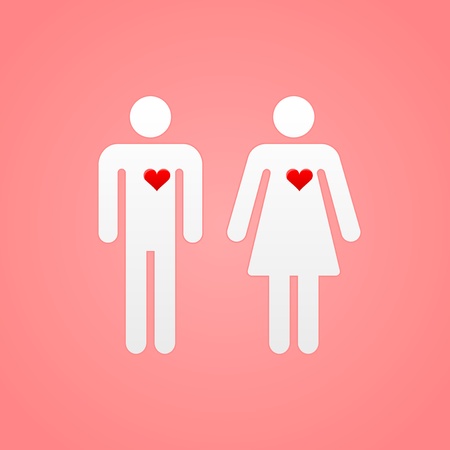 Pair of Lovers with Heartsのイラスト素材