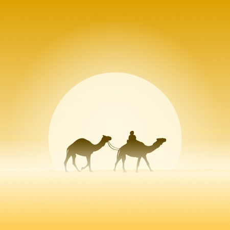 Two Camels and Sunのイラスト素材
