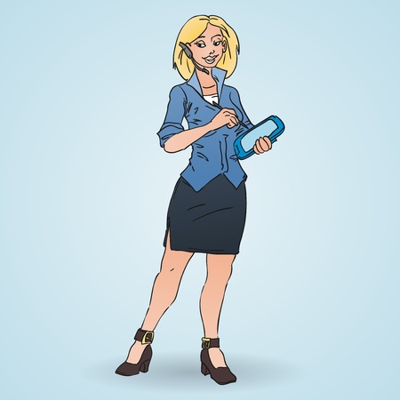 Beautiful Woman with Tabletのイラスト素材