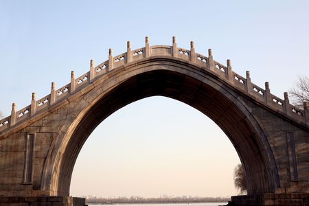 an ancient bridge in royal summer palace, Beijing.の写真素材
