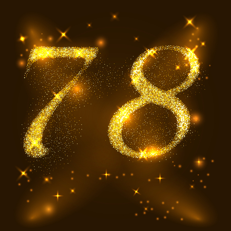 Alphabets Number 7 (seven) and 8 (eight) of gold glittering stars. Illustration vectorのイラスト素材