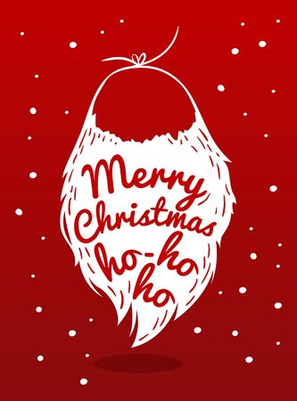 Christmas card with a beard Santa Claus. Merry Christmas Ho-ho-ho. Vector のイラスト素材