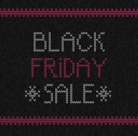 Black Friday Sale Poster knitted design Typography vector template Retro textile style. Vintage Banner.のイラスト素材