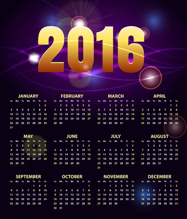 Calendar for 2016 on abstract background. Vector illustration EPS 10のイラスト素材