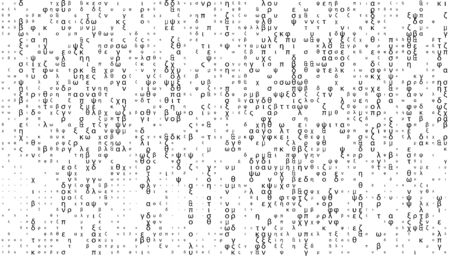 Vector matrix background. Stream of greek alphabet symbols on screen. Data and technology, decryption and encryption, computer matrix background . Coding or Hacker concept. Vector illustrationのイラスト素材
