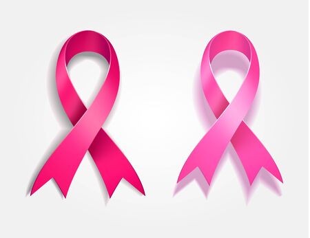 Breast cancer awareness pink ribbon isolated on white backgroundのイラスト素材