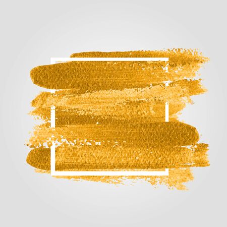 Gold square acrylic stroke poster space for your text lettering or inspirational saying. Poster Hand Drawn Template Designのイラスト素材